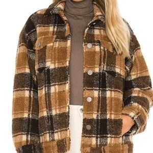 Apparis Kris Plaid Faux Fur Jacket